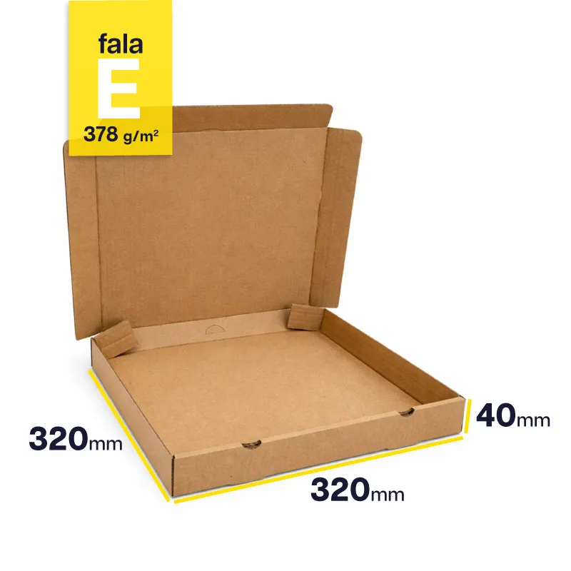 Karton na pizzę 320x320x40 szary fasonowy 3-warstwowy fala E 378g