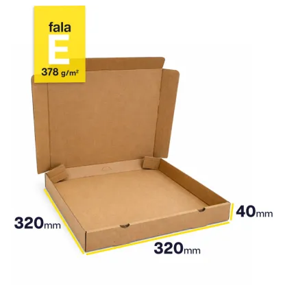 Karton na pizzę 320x320x40 szary fasonowy 3-warstwowy fala E 378g